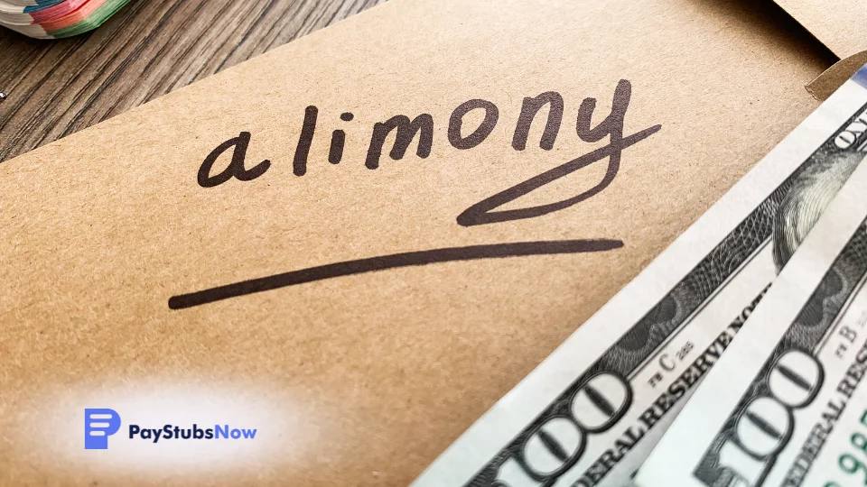 Alimony payments folder with cash