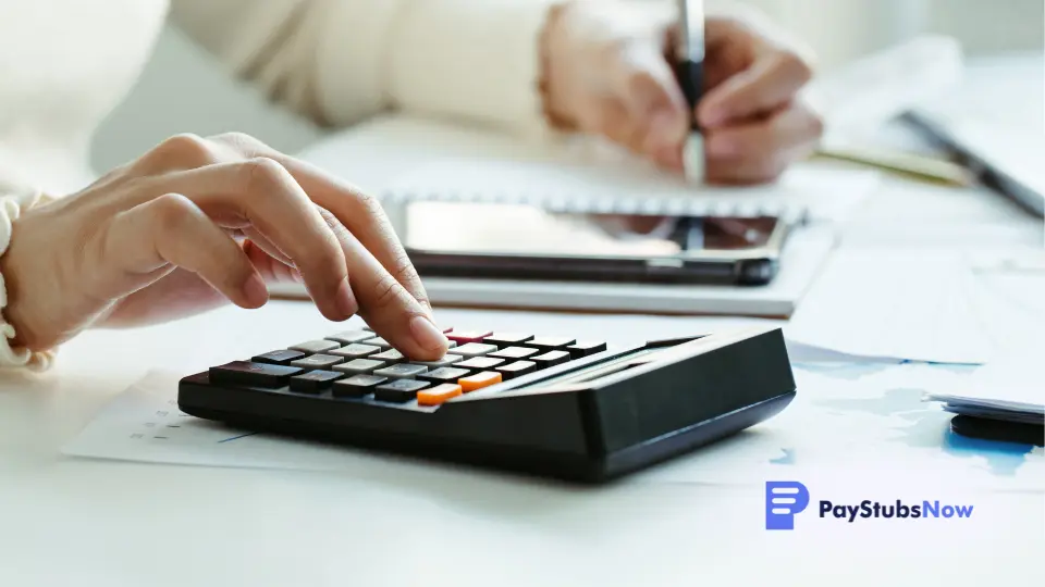 a businesswoman sitting at a desk with a laptop, federal taxes