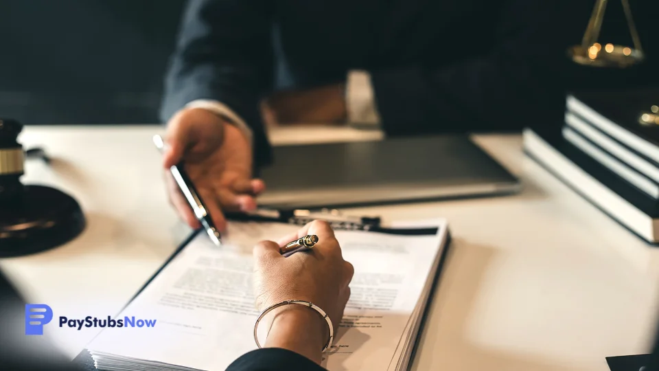 Two people sitting at a table with a pen and paper