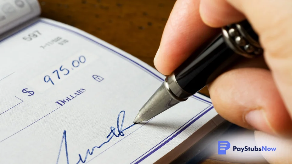 A client writing a check for freelance work after receiving a professional invoice