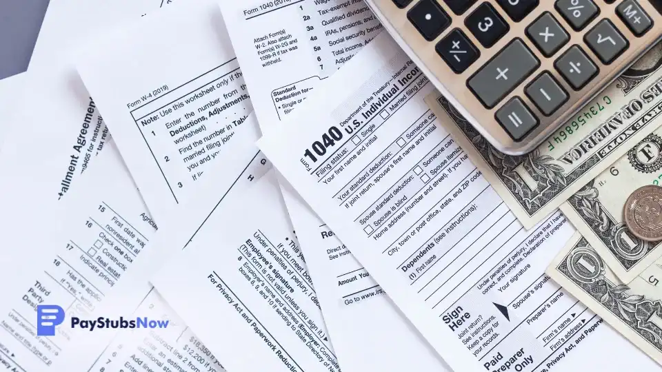 A collection of tax forms on a desk