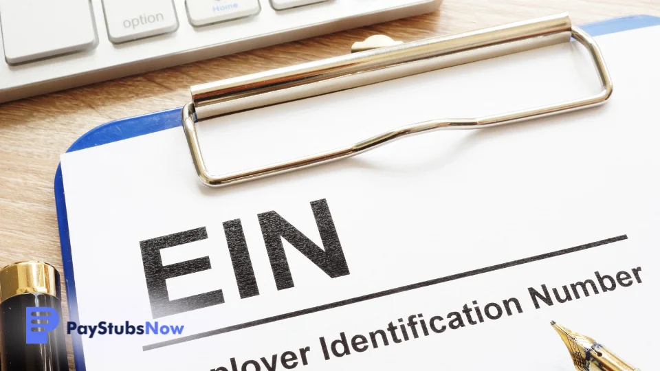 Employer identification number (ein) form on a clipboard