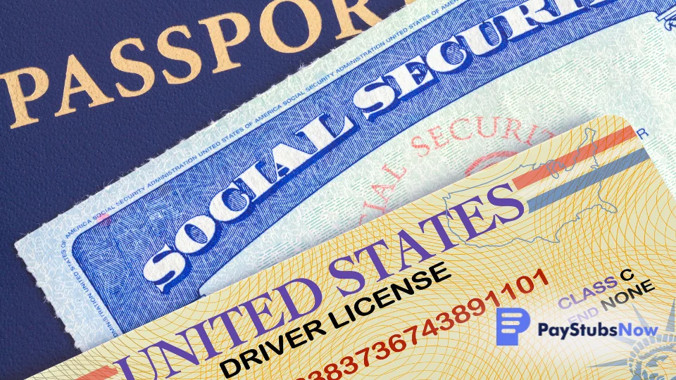 A social security card and a driver's license