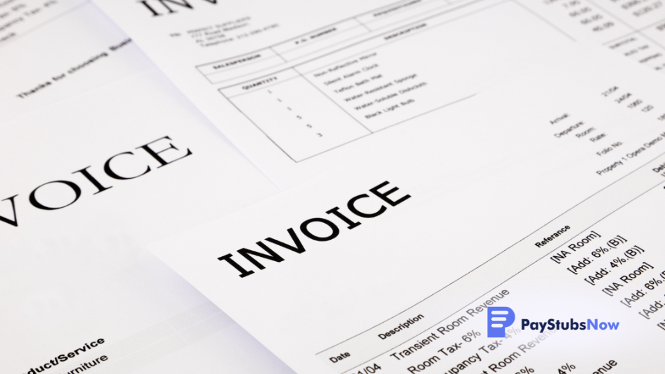 multiple invoices close-up