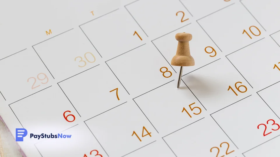 A wooden pin placed on the 15th day of a calendar